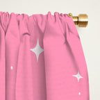 Flying Swans Illustration - Pink Sky with Clouds and Stars Window Curtain Gallery Image 2