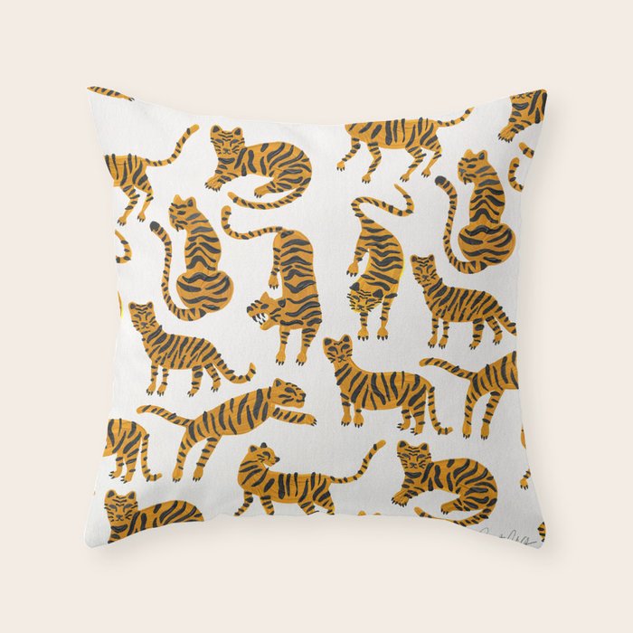 Tiger Collection - Orange Palette Throw Pillow Gallery Image 1