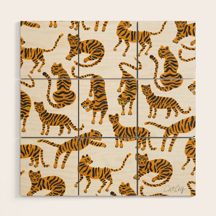 Tiger Collection - Orange Palette Wood Wall Art Gallery Image 1