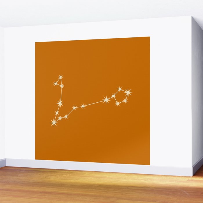 Pisces Zodiac Star Constellation Line Art Orange Wall Mural Gallery Image 2