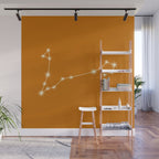 Pisces Zodiac Star Constellation Line Art Orange Wall Mural Gallery Image 1