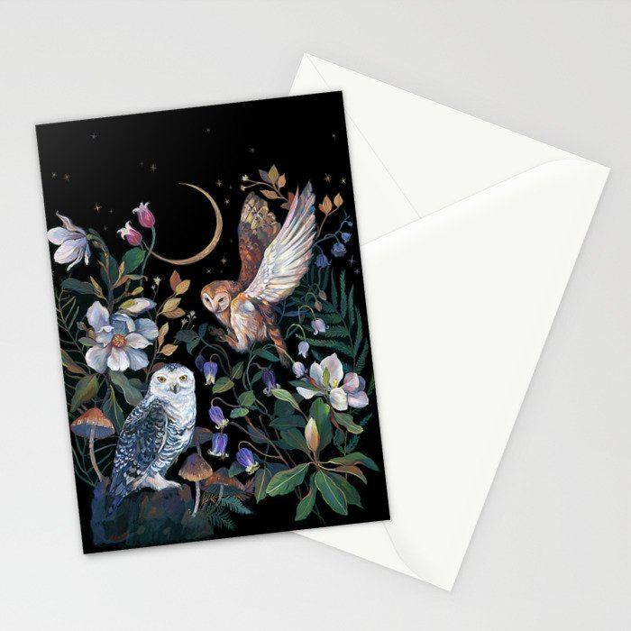 Owls Mushroom Magnolia Stationery Card Gallery Image 2