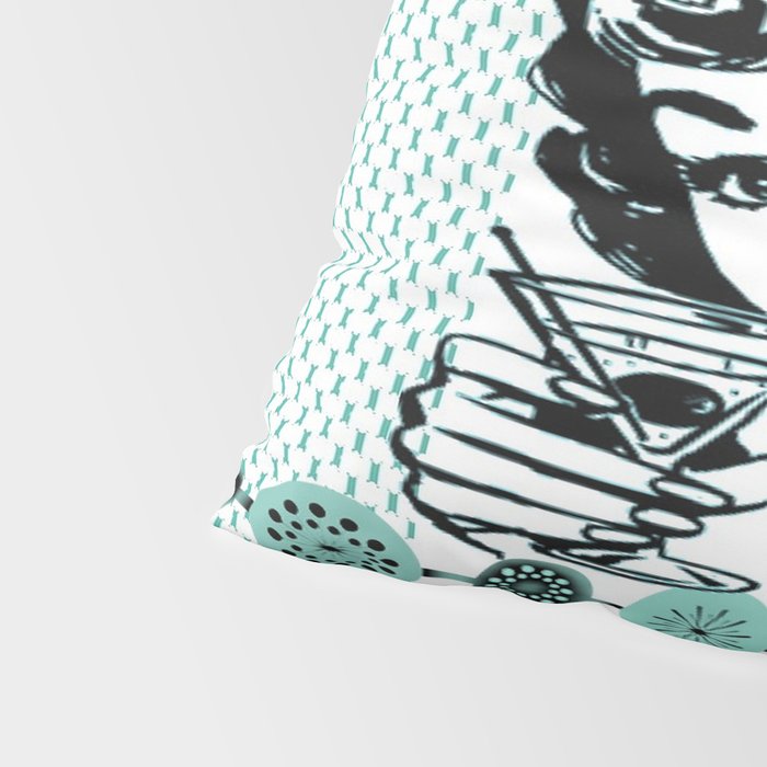 Mid-Century Modern Art Cocktail Teal Pillow Sham Gallery Image 4