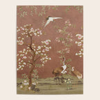 Vintage chinoiserie birds and japanese blossom trees on terracotta Poster Gallery Image 4