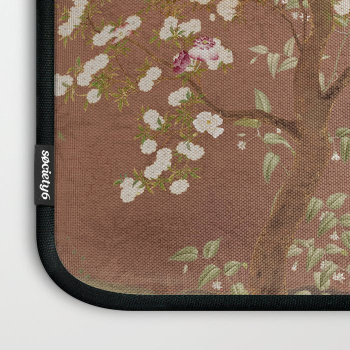 Vintage chinoiserie birds and japanese blossom trees on terracotta Laptop Sleeve Gallery Image 3