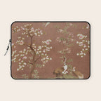 Vintage chinoiserie birds and japanese blossom trees on terracotta Laptop Sleeve Gallery Image 1