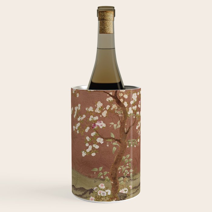 Vintage chinoiserie birds and japanese blossom trees on terracotta Wine Chiller Gallery Image 2