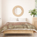 Vintage chinoiserie birds and japanese blossom trees on terracotta Duvet Cover Gallery Image 3