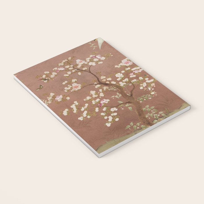 Vintage chinoiserie birds and japanese blossom trees on terracotta Notebook Gallery Image 3