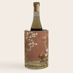 Vintage chinoiserie birds and japanese blossom trees on terracotta Wine Chiller Gallery Image 1