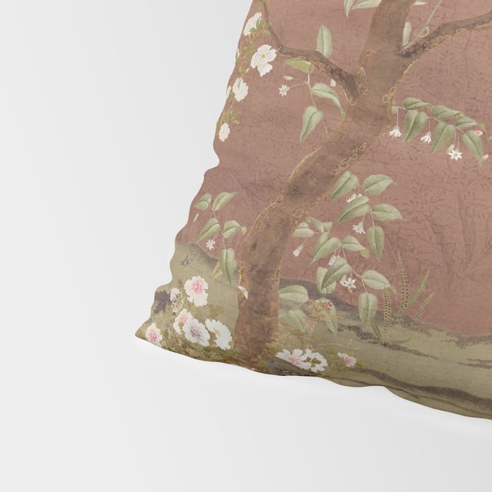 Vintage chinoiserie birds and japanese blossom trees on terracotta Pillow Sham Gallery Image 4