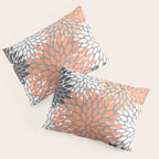 Floral Pattern, Coral, Gray, White Pillow Sham Gallery Image 3
