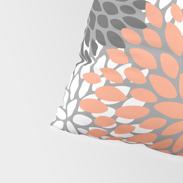 Floral Pattern, Coral, Gray, White Pillow Sham Gallery Image 4