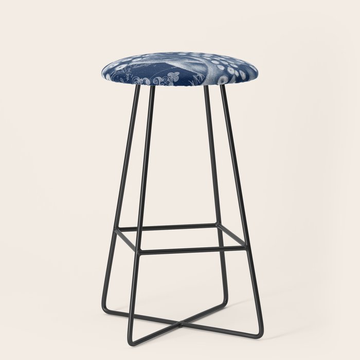 Octopus Vintage Map Blue Nautical Art Stool Gallery Image 1