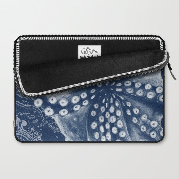 Octopus Vintage Map Blue Nautical Art Laptop Sleeve Gallery Image 2