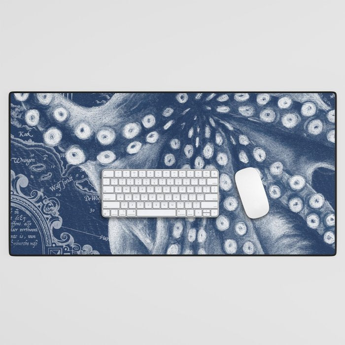 Octopus Vintage Map Blue Nautical Art Desk Mat Gallery Image 1