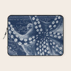 Octopus Vintage Map Blue Nautical Art Laptop Sleeve Gallery Image 1
