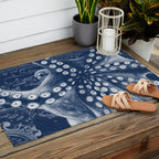 Octopus Vintage Map Blue Nautical Art Outdoor Rug Gallery Image 2