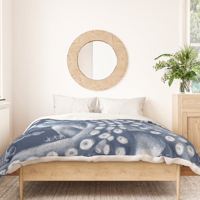 Octopus Vintage Map Blue Nautical Art Duvet Cover Gallery Image 3
