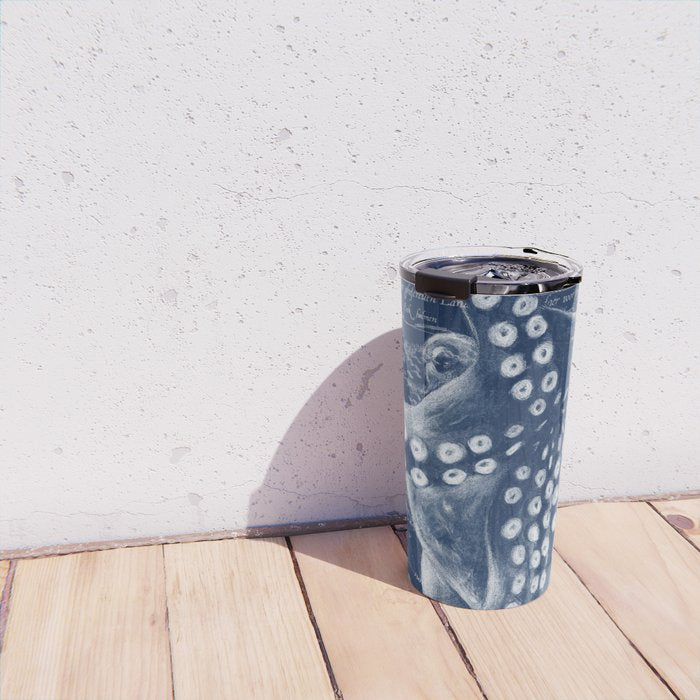 Octopus Vintage Map Blue Nautical Art Travel Mug Gallery Image 4