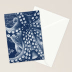 Octopus Vintage Map Blue Nautical Art Stationery Card Gallery Image 2