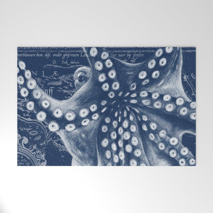 Octopus Vintage Map Blue Nautical Art Welcome Mat Gallery Image 1
