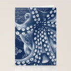 Octopus Vintage Map Blue Nautical Art Stationery Card Gallery Image 2