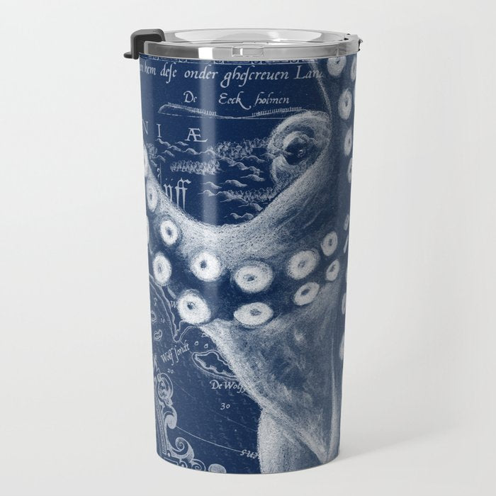 Octopus Vintage Map Blue Nautical Art Travel Mug Gallery Image 3