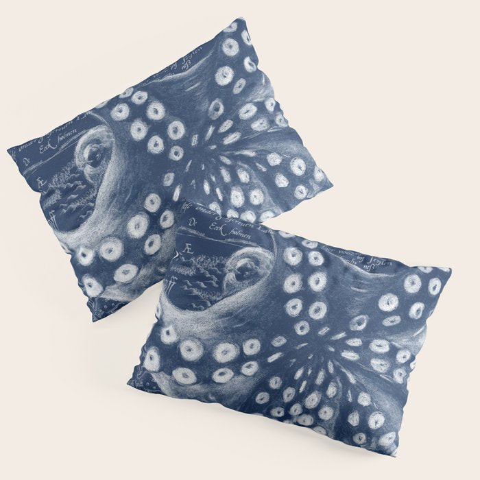 Octopus Vintage Map Blue Nautical Art Pillow Sham Gallery Image 1