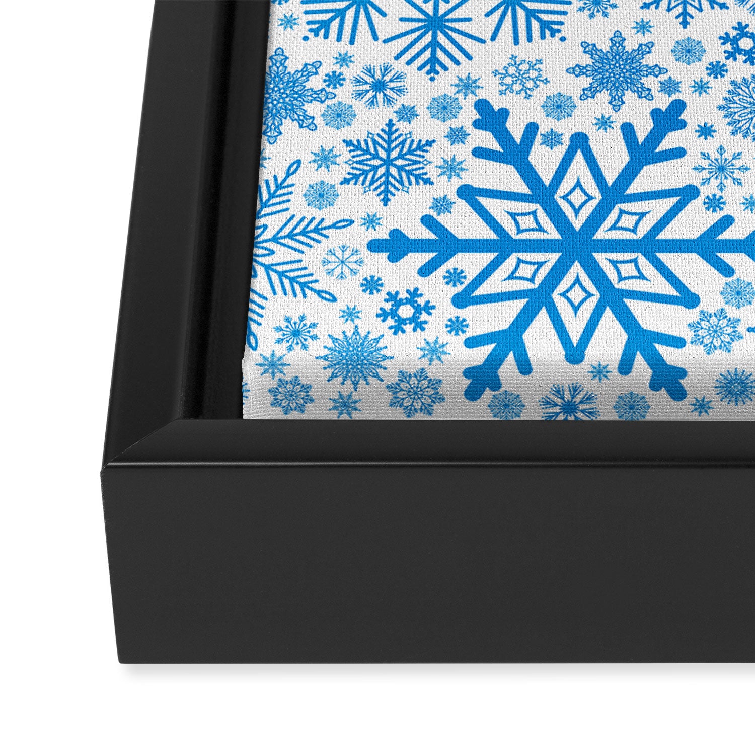 Blue Snowflakes - Light Background Framed Canvas Print Gallery Image 3