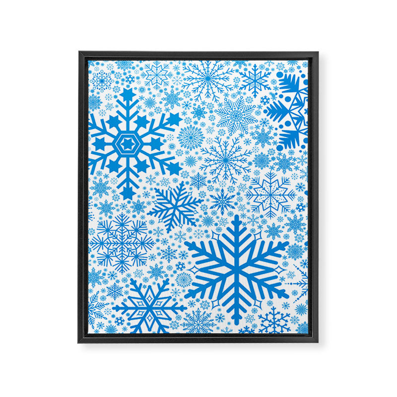 Blue Snowflakes - Light Background Framed Canvas Print Gallery Image 6