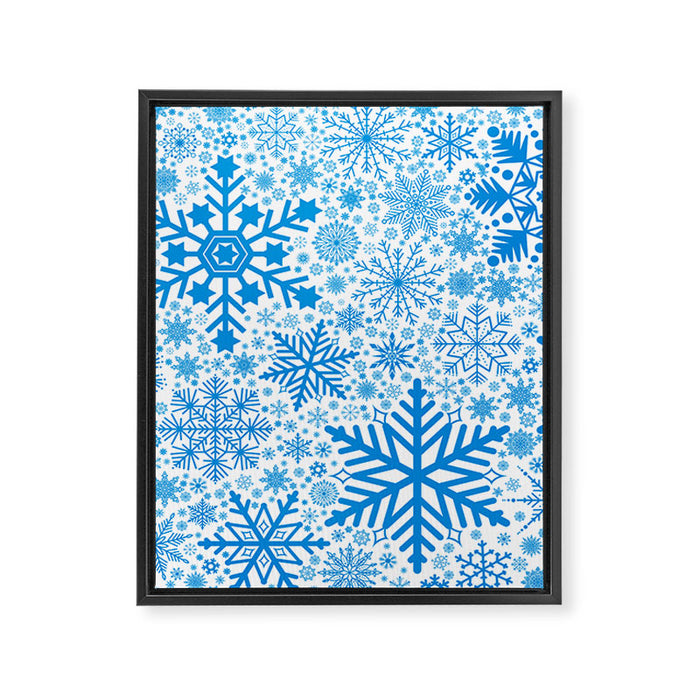 Blue Snowflakes - Light Background Framed Canvas Print Gallery Image 1