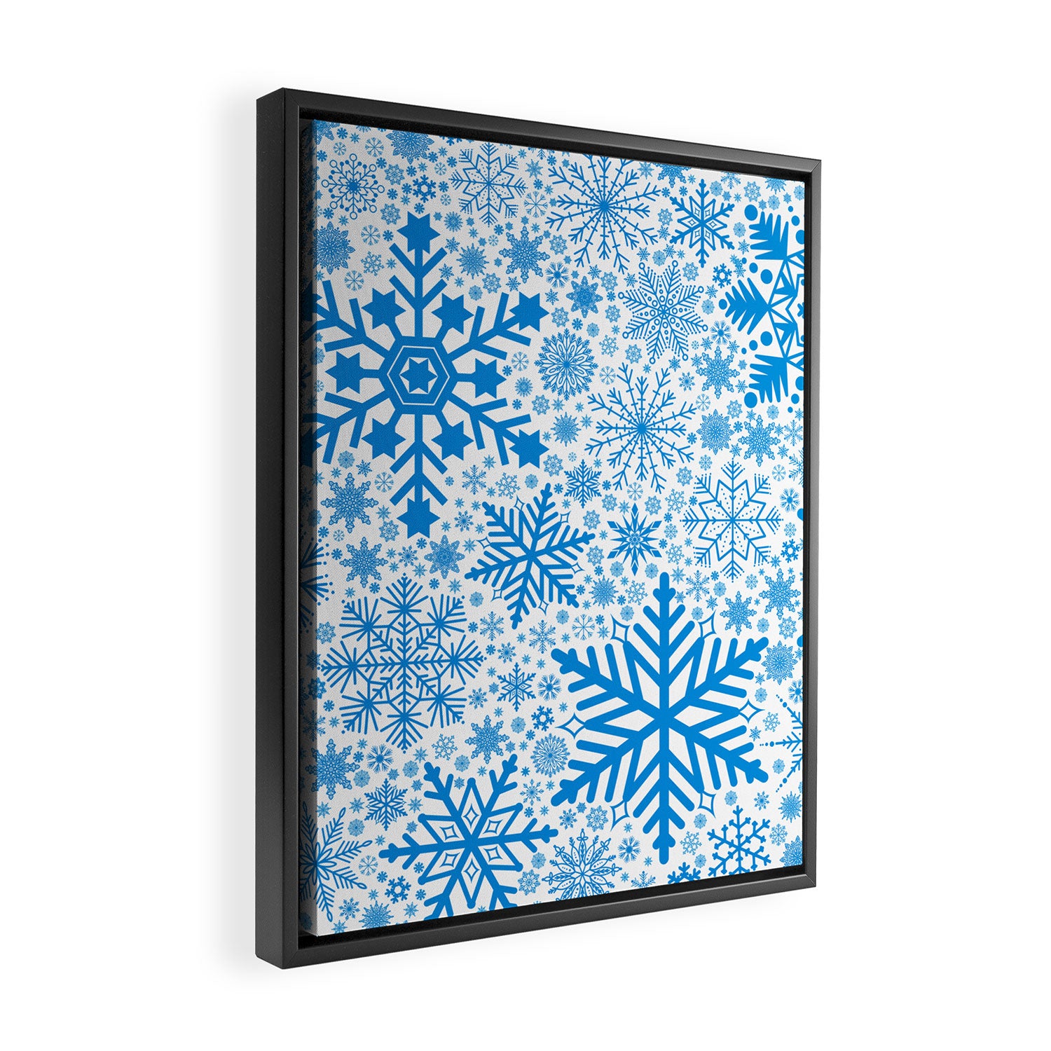 Blue Snowflakes - Light Background Framed Canvas Print Gallery Image 2