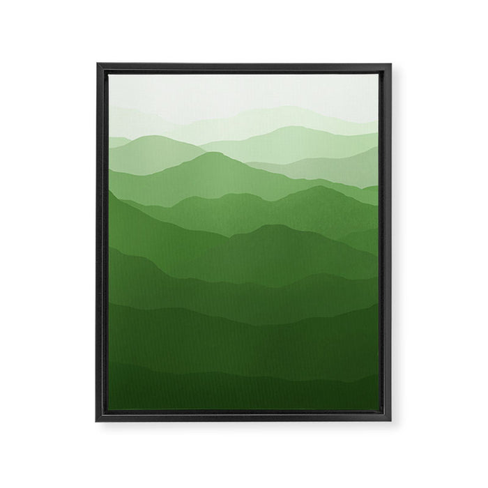 Magical Mountains in Green Framed Canvas Print Gallery Image 1