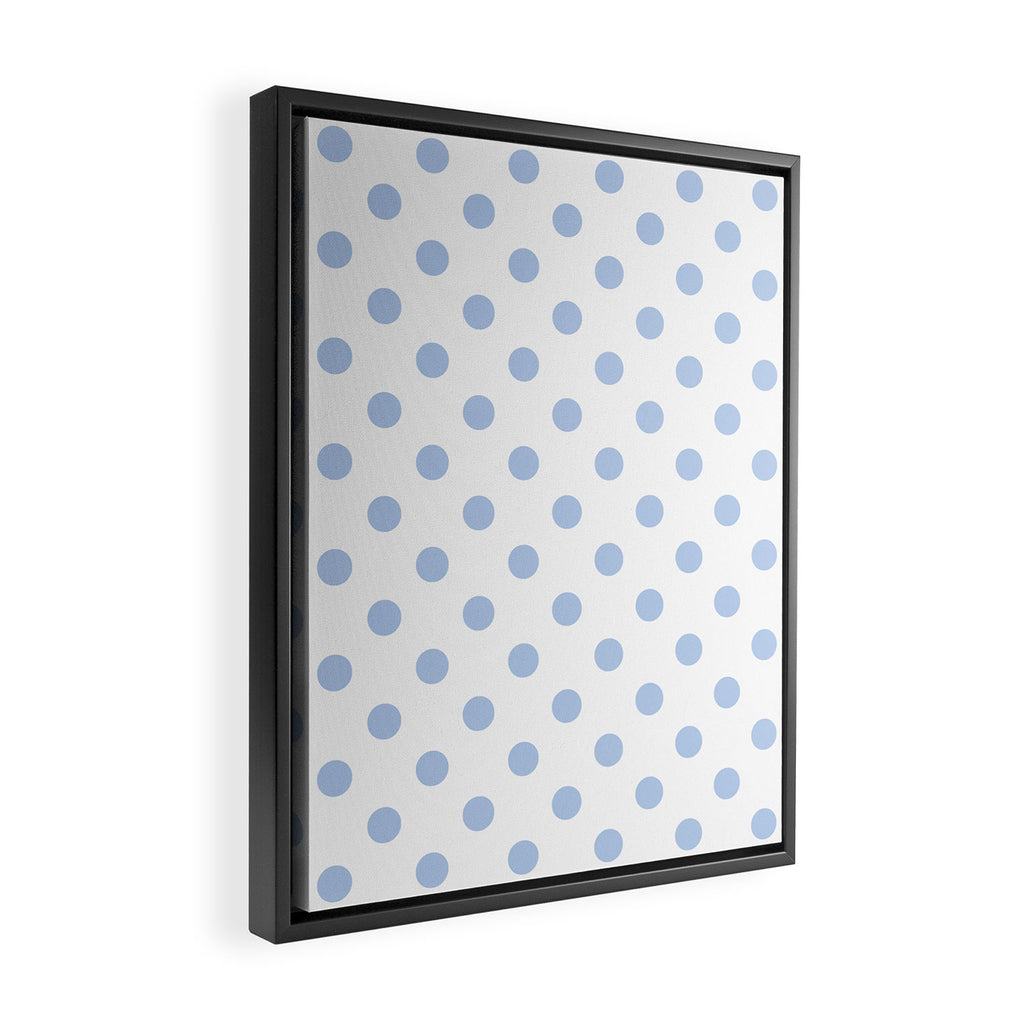Pale Cornflower Blue polka dots 1. Framed Canvas Print Gallery Image 2