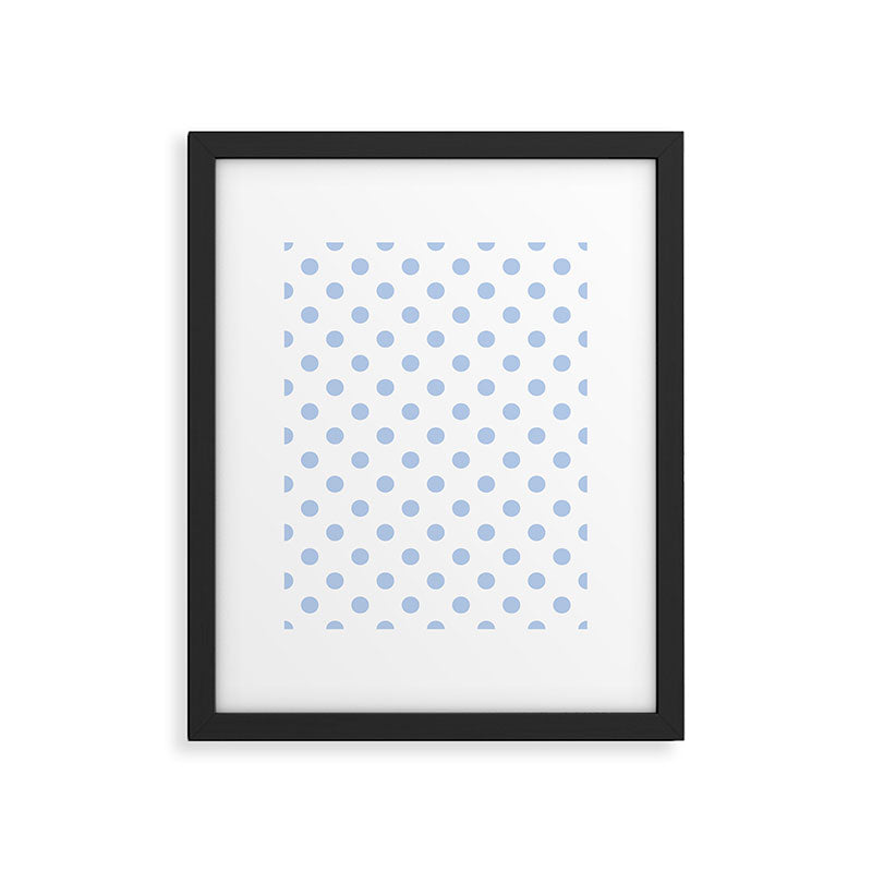 Pale Cornflower Blue polka dots 1. Framed Art Print Gallery Image 6