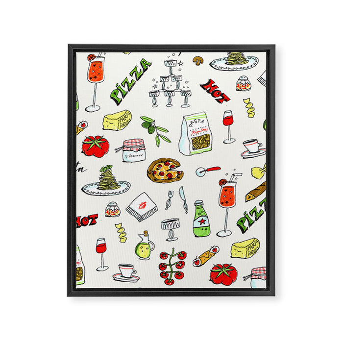 Pizza Party Framed Canvas Print Gallery Image 1