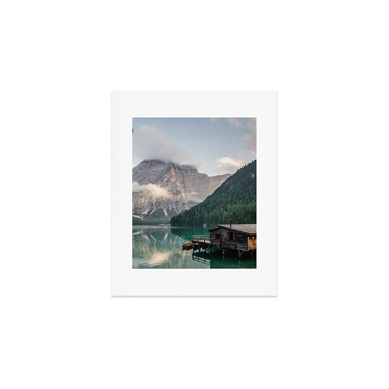 Mountain Lake Cabin Retreat Art Print Gallery Image 1