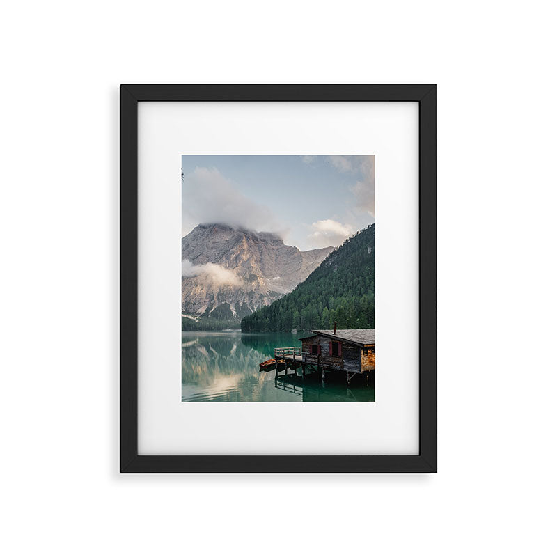Mountain Lake Cabin Retreat Framed Art Print
