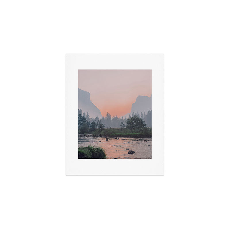 Yosemite Valley Sunrise Pretty Pink Art Print Gallery Image 1