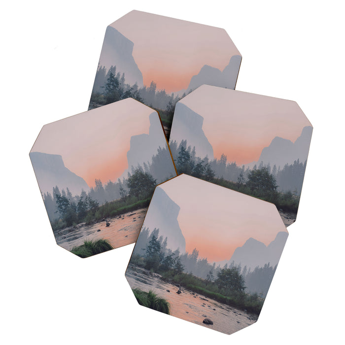 Yosemite Valley Sunrise Pretty Pink Coaster Gallery Image 1