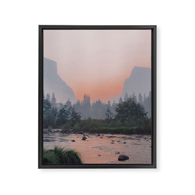 Yosemite Valley Sunrise Pretty Pink Framed Canvas Print Gallery Image 6