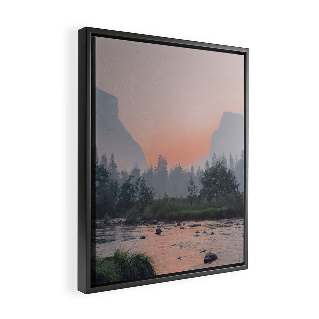 Yosemite Valley Sunrise Pretty Pink Framed Canvas Print Gallery Image 2