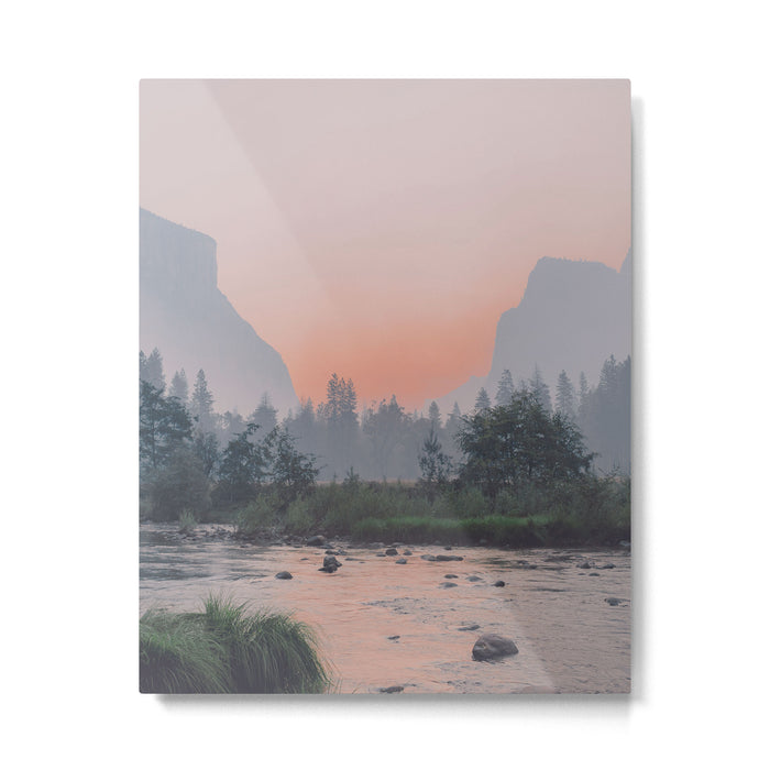 Yosemite Valley Sunrise Pretty Pink Metal Print Gallery Image 1