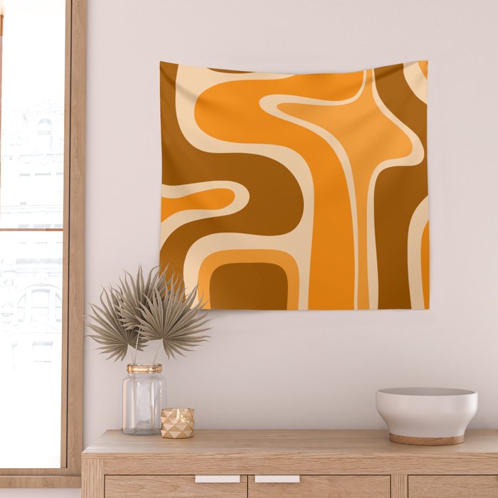 Copacetic Retro Abstract in Pumpkin Orange Wall Tapestry Gallery Image 2