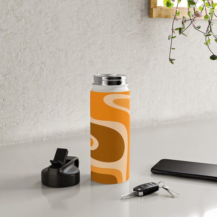 Copacetic Retro Abstract in Pumpkin Orange Water Bottle Gallery Image 4