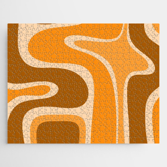 Copacetic Retro Abstract in Pumpkin Orange Jigsaw Puzzle Gallery Image 1