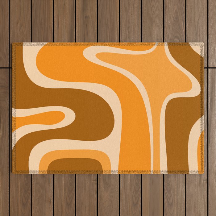 Copacetic Retro Abstract in Pumpkin Orange Outdoor Rug Gallery Image 1
