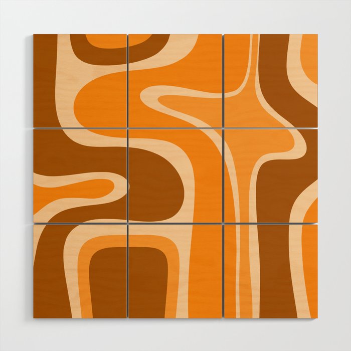 Copacetic Retro Abstract in Pumpkin Orange Wood Wall Art Gallery Image 1
