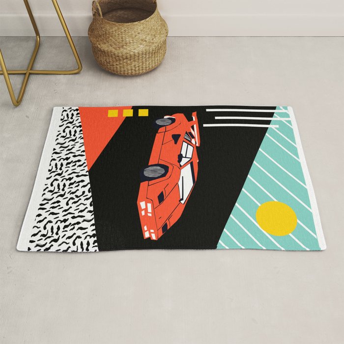 Wicked - sports car 80s retro throwback memphis style motorhead Rug Gallery Image 1